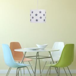 First Choice Lighting White with Grey Stars 25cm Light Shade - thumbnail 2
