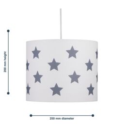 First Choice Lighting White with Grey Stars 25cm Light Shade - thumbnail 4