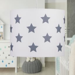 First Choice Lighting White with Grey Stars 25cm Light Shade - thumbnail 3
