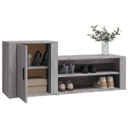 Berkfield Home Shoe Cabinet Grey Sonoma 130x35x54 cm Engineered Wood - Size: 130 x 35 x 54 cm - thumbnail 4