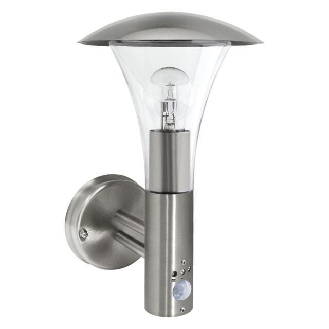 First Choice Lighting Halo - Brushed Stainless Steel Outdoor IP44 Motion Sensor Wall Light in Silver - image 1