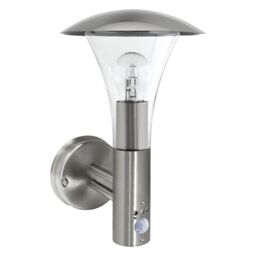 First Choice Lighting Halo - Brushed Stainless Steel Outdoor IP44 Motion Sensor Wall Light in Silver