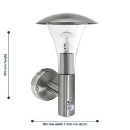 First Choice Lighting Halo - Brushed Stainless Steel Outdoor IP44 Motion Sensor Wall Light in Silver - thumbnail 5