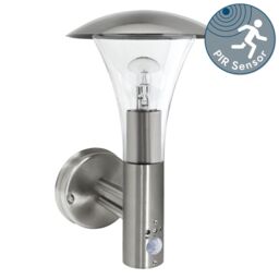 First Choice Lighting Halo - Brushed Stainless Steel Outdoor IP44 Motion Sensor Wall Light in Silver - thumbnail 2