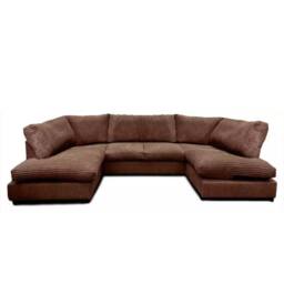 Bliss Furniture Jumbo Cord U-Shaped Full Back Sofa Brown Modern Design, Super Comfy - Size: 6 Person - thumbnail 1