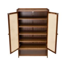 KORVIXA Bamboo 2-Door Narrow Shoe Cabinet, Entryway Hallway Storage Organizer in Brown - Size: 500mm - thumbnail 3