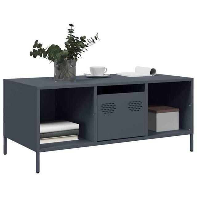 Berkfield Home Sturdy Coffee Table Anthracite 101.5x50x43.5 cm Cold-rolled Steel in Dark Grey - image 1