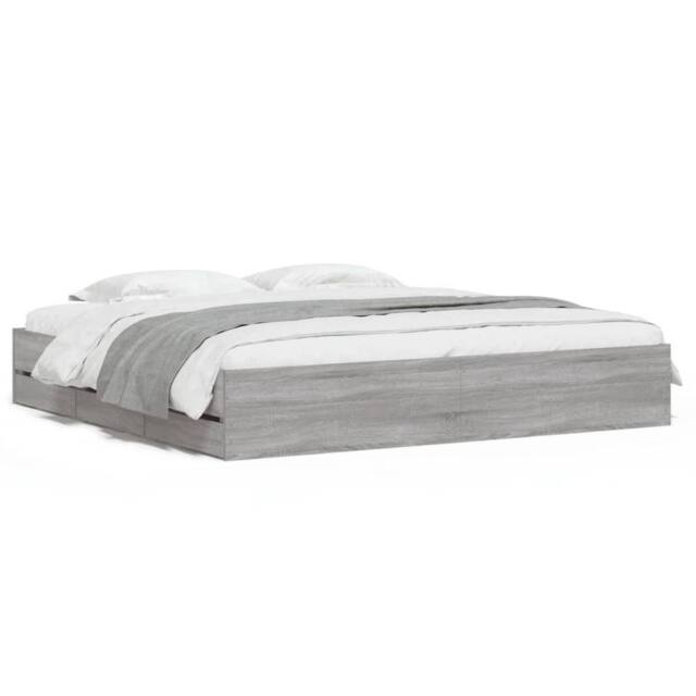 Berkfield Home Bed Frame with Drawers without Mattress Grey Sonoma 200x200 cm - image 1