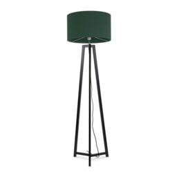 ValueLights Lottie Black Wood Tripod Floor Lamp with Fabric Drum Shade in Green - thumbnail 2