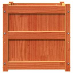 Berkfield Home Beautiful Garden Planter Wax Brown 50x50x50 cm Solid Wood Pine - Size: 50 x 50 x 50 cm - thumbnail 5