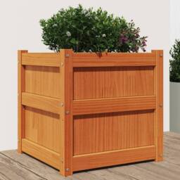 Berkfield Home Beautiful Garden Planter Wax Brown 50x50x50 cm Solid Wood Pine - Size: 50 x 50 x 50 cm - thumbnail 2