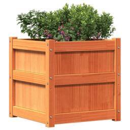 Berkfield Home Beautiful Garden Planter Wax Brown 50x50x50 cm Solid Wood Pine - Size: 50 x 50 x 50 cm - thumbnail 4