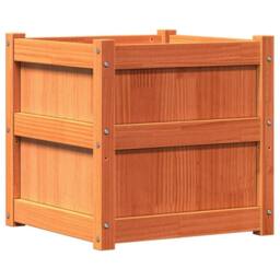 Berkfield Home Beautiful Garden Planter Wax Brown 50x50x50 cm Solid Wood Pine - Size: 50 x 50 x 50 cm - thumbnail 3