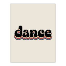 "Artery8 Dance Funky Rainbow Retro Font Typography Word Wall Art Print in Beige - Size: W12"" x H16""" - thumbnail 1
