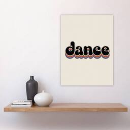 "Artery8 Dance Funky Rainbow Retro Font Typography Word Wall Art Print in Beige - Size: W12"" x H16""" - thumbnail 4