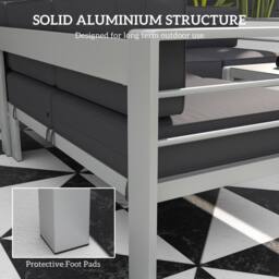 OUTSUNNY 5 PCs Garden Sofa Set w/ Cushions, Aluminium Furniture Sets in Light Grey - thumbnail 6