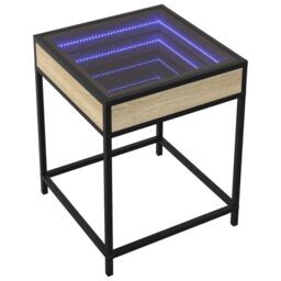Berkfield Home Coffee Table with Infinity LED Sonoma Oak 40x40x51 cm in Brown - Size: 40 x 40 x 51 cm - thumbnail 3