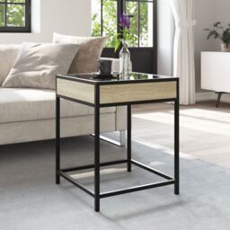 Berkfield Home Coffee Table with Infinity LED Sonoma Oak 40x40x51 cm in Brown - Size: 40 x 40 x 51 cm - thumbnail 4