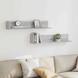 Berkfield Home Wall Shelves 2 pcs Grey Sonoma 100x16.5x16.5 cm Engineered Wood - thumbnail 3