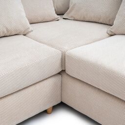 Abakus Direct Jumbo Grid Right Hand Corner Sofa with Plush Cushions in 3 Colours in Beige - thumbnail 9