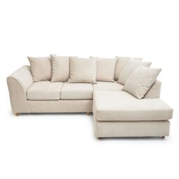 Abakus Direct Jumbo Grid Right Hand Corner Sofa with Plush Cushions in 3 Colours in Beige - thumbnail 5