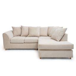 Abakus Direct Jumbo Grid Right Hand Corner Sofa with Plush Cushions in 3 Colours in Beige - thumbnail 3