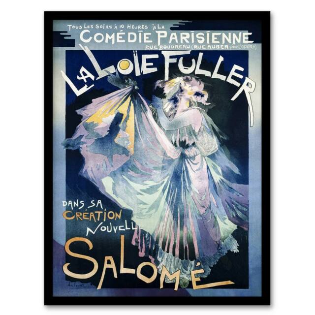 Artery8 Salome Ballet Vintage Advert Vintage Framed Wall Art Print de Feure in Blue - Size: A4 - image 1