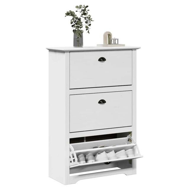 Berkfield Home Shoe Rack BODO White 80x35x118 cm - Size: 80 x 35 x 118 cm - image 1
