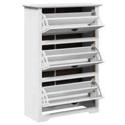 Berkfield Home Shoe Rack BODO White 80x35x118 cm - Size: 80 x 35 x 118 cm - thumbnail 5