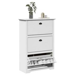 Berkfield Home Shoe Rack BODO White 80x35x118 cm - Size: 80 x 35 x 118 cm - thumbnail 1