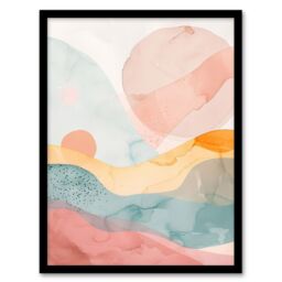 "Artery8 Abstract Yorkshire Dales Park Sunset Watercolour Framed Art Print - Size: W12"" x H16""" - thumbnail 1