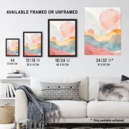 "Artery8 Abstract Yorkshire Dales Park Sunset Watercolour Framed Art Print - Size: W12"" x H16""" - thumbnail 3