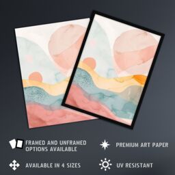 "Artery8 Abstract Yorkshire Dales Park Sunset Watercolour Framed Art Print - Size: W12"" x H16""" - thumbnail 2