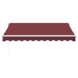 Berkfield Home Manual Retractable Awning with LED Burgundy 300x250 cm in Red - thumbnail 4