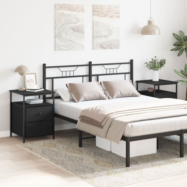 Berkfield Home Bedside Cabinets 2 pcs Black Oak 44x45x60 cm Engineered Wood - Size: 44 x 45 x 60 cm - image 1