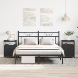 Berkfield Home Bedside Cabinets 2 pcs Black Oak 44x45x60 cm Engineered Wood - Size: 44 x 45 x 60 cm - thumbnail 3