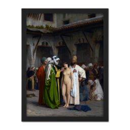 "Artery8 Wall Art Print Jean Leon Gerome Slave Market Painting Large Framed Wall Décor Art in Black - Size: W18"" x H24""" - thumbnail 1