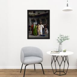 "Artery8 Wall Art Print Jean Leon Gerome Slave Market Painting Large Framed Wall Décor Art in Black - Size: W18"" x H24""" - thumbnail 2