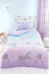Bedlam Women's 'Ombre Unicorn' Glow in the Dark Duvet Cover Set in Lilac - Size: Single - thumbnail 2