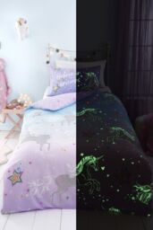 Bedlam Women's 'Ombre Unicorn' Glow in the Dark Duvet Cover Set in Lilac - Size: Single