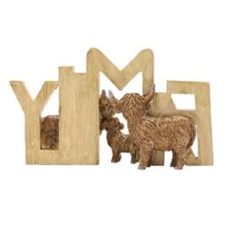 "Country Living Highland Cow Plaque ""Family"" in Brown" - thumbnail 4