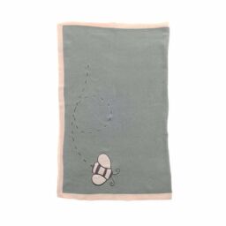 Ziggle Baby Blanket Sage Green Bumble Bee - Size: 75 cm x 100 cm - thumbnail 2