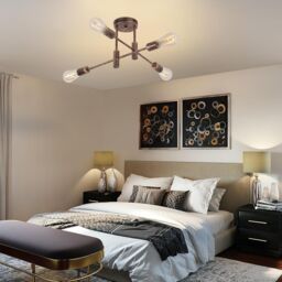 Garwarm Vintage 4-Light Mid Century Semi Flush Mount Ceiling Light Fixture in Bronze - thumbnail 6