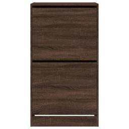 Berkfield Home Shoe Cabinet with 2 Flip-Drawers Brown Oak 60x42x108 cm - Size: 60 x 42 x 108 cm - thumbnail 6