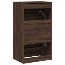 Berkfield Home Shoe Cabinet with 2 Flip-Drawers Brown Oak 60x42x108 cm - Size: 60 x 42 x 108 cm - thumbnail 8