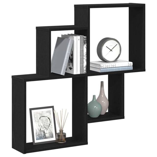 Berkfield Home Modern Black Oak Wall Cabinet - 80x15x78.5 cm, Made from Engineer - Size: 80x15x78.5 cm - image 1