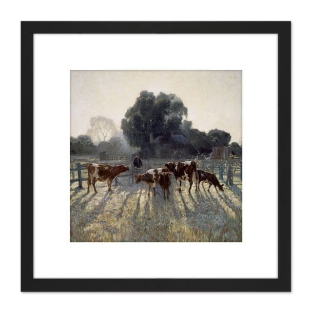 Artery8 Elioth Gruner Spring Frost Painting 8X8 Inch Square Wooden Framed Wall Art Print Picture with Mount in Black - image 1