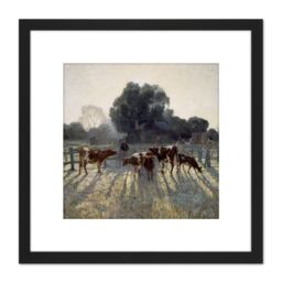Artery8 Elioth Gruner Spring Frost Painting 8X8 Inch Square Wooden Framed Wall Art Print Picture with Mount in Black - thumbnail 1
