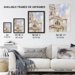 "Artery8 La Salute Church Venice Watercolour Sargent Wall Art Poster Print - Size: W18"" x H24""" - thumbnail 3