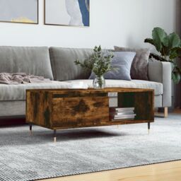 Berkfield Home Coffee Table Smoked Oak 90x50x36.5 cm Engineered Wood in Brown - thumbnail 1